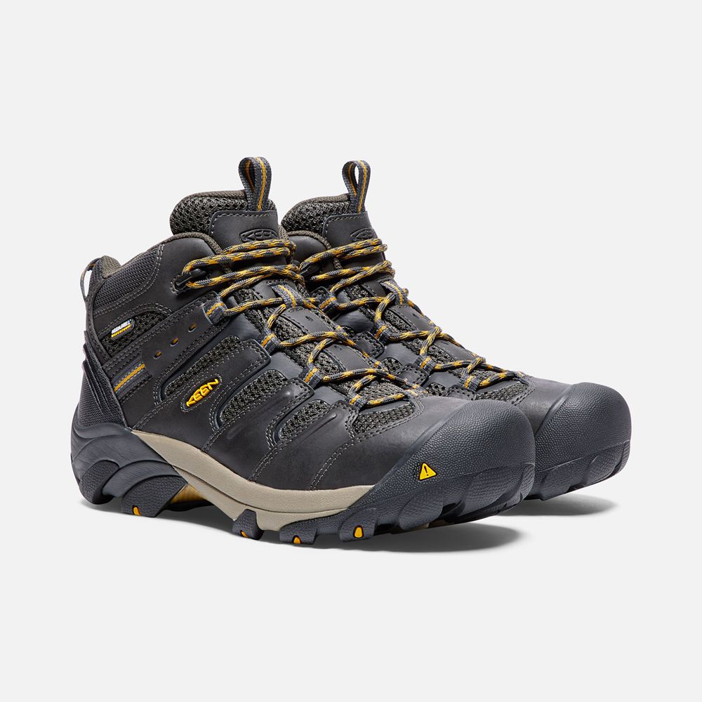 Keen Laarzen Heren Zwart Bruin - Lansing Mid Waterproof (Steel Toe) - 70826-GEMH